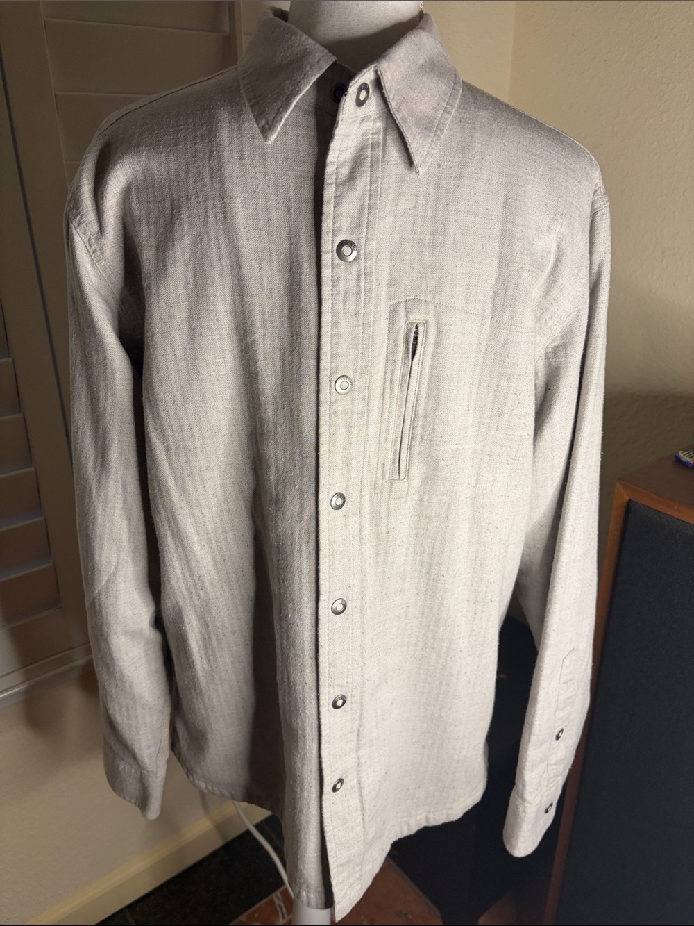 🤎🚶‍♂️Ascend Tan 100% Cotton Warm Flannel Long Sleeved Collared Zippered Shirt Sz